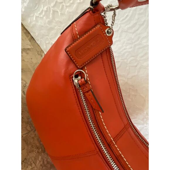 Coach Ergo Pleated hobo/soho red-orange Leather Shoulder Bag F13730 - Picture 10 of 14